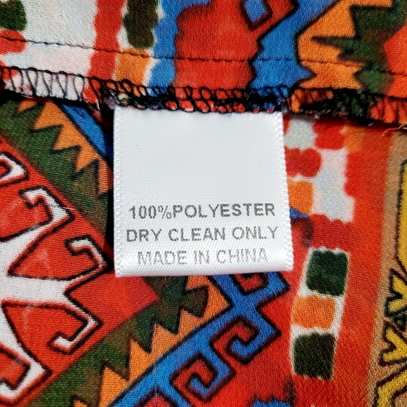 Gibson Latimer Women’s Tunic Top Medium Boho Geometric Print 3/4 Sleeve Sheer - Picture 11 of 11